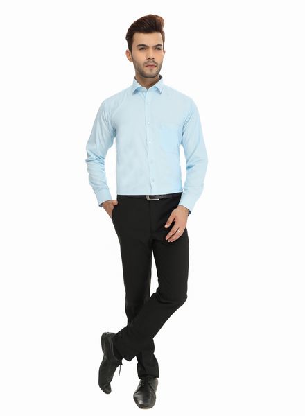 Shirts Cotton Blend Formal Wear Regular Fit Basic Collar Full Sleeve Self Kanwood